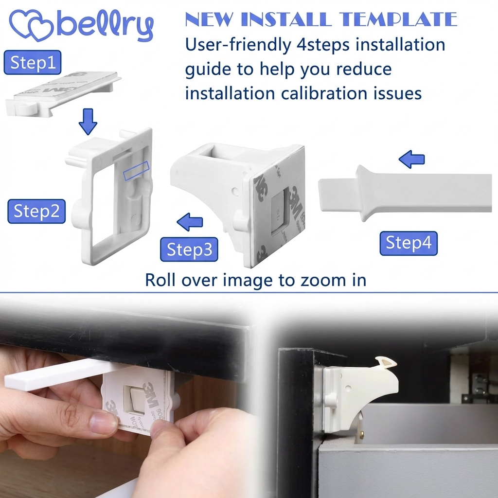 Bellry Baby Proof and Magnetic Cabinet Locks (8 Locks + 2 Keys)