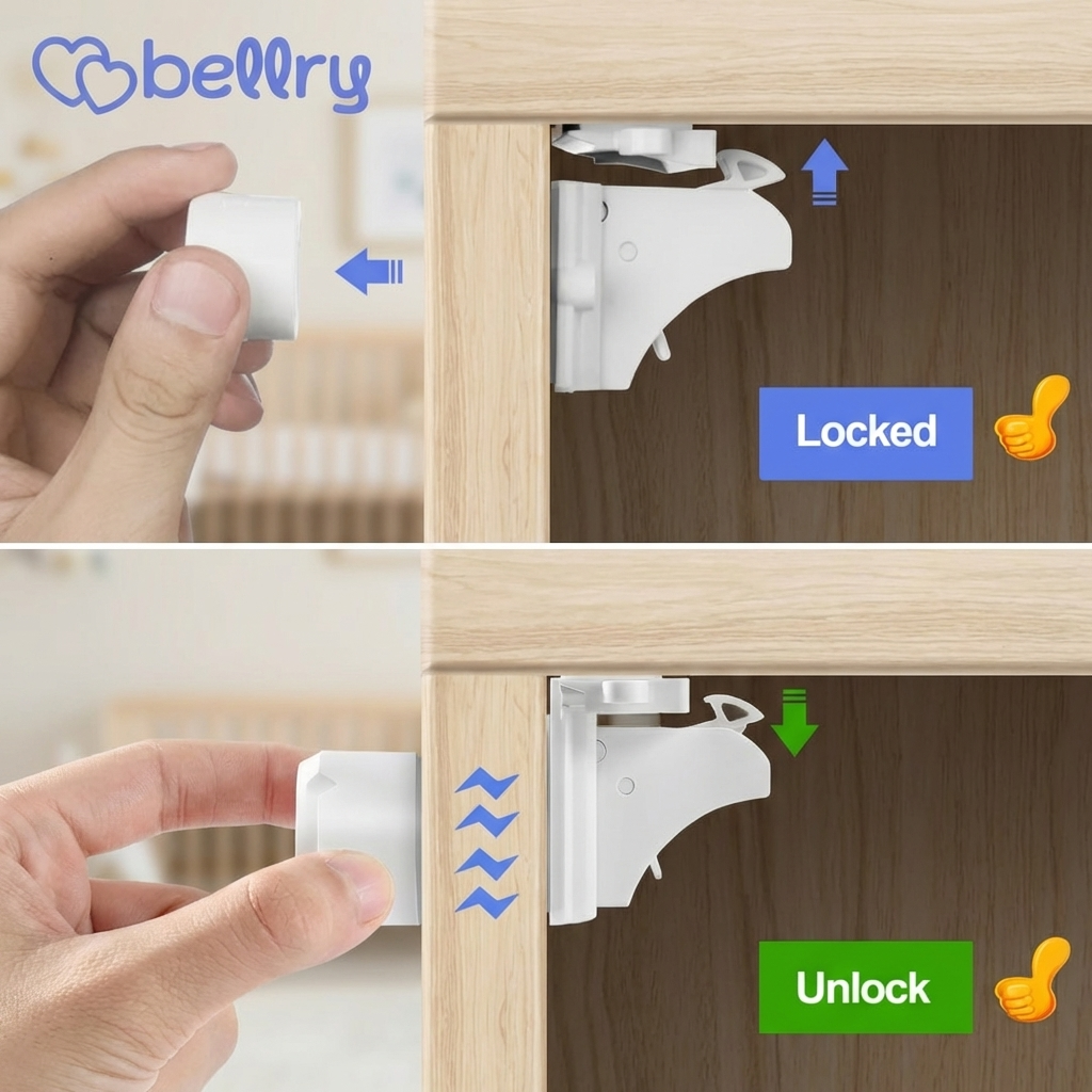 Bellry Baby Proof and Magnetic Cabinet Locks (8 Locks + 2 Keys)